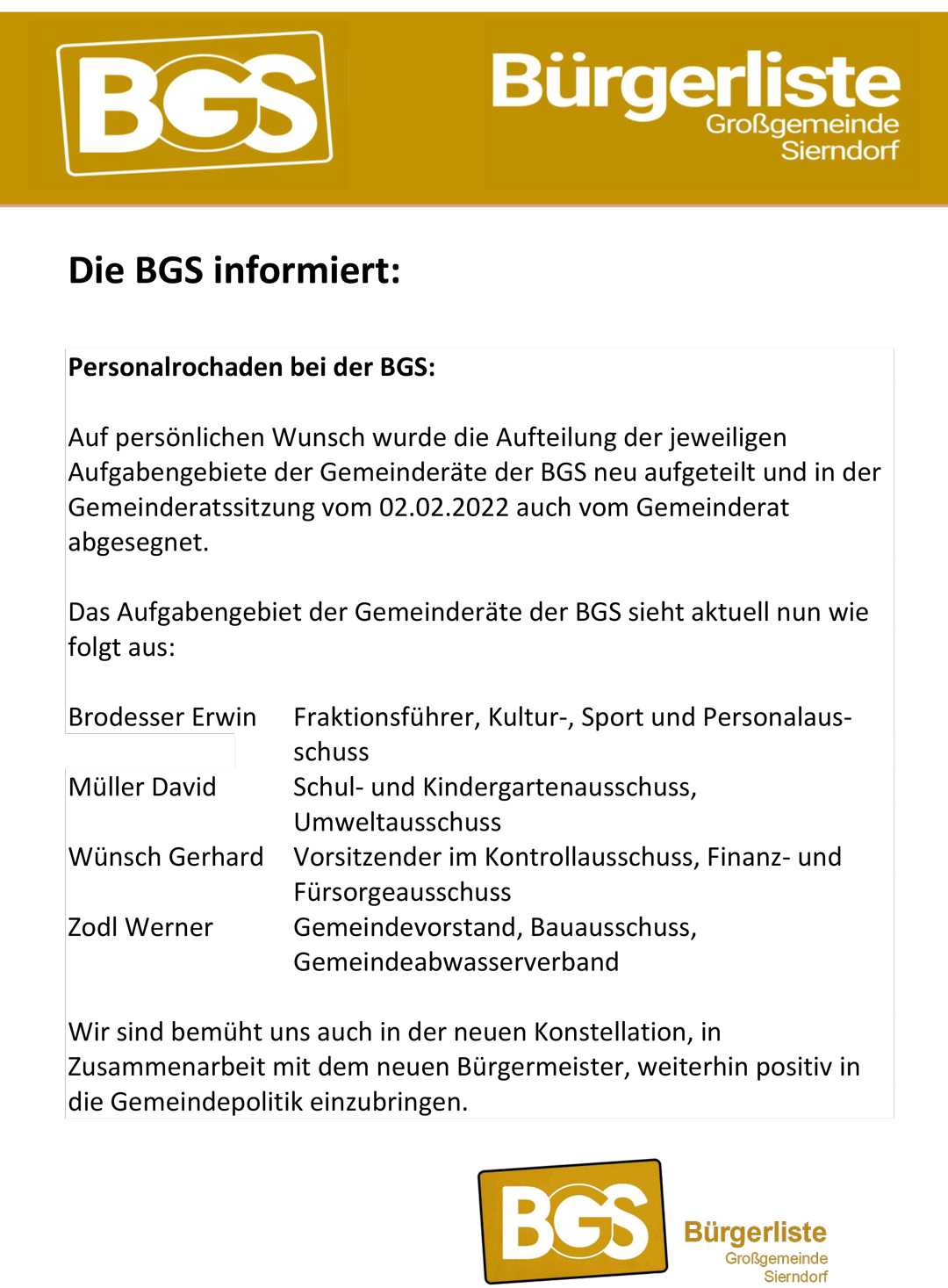 Personalrochaden bei der BGS